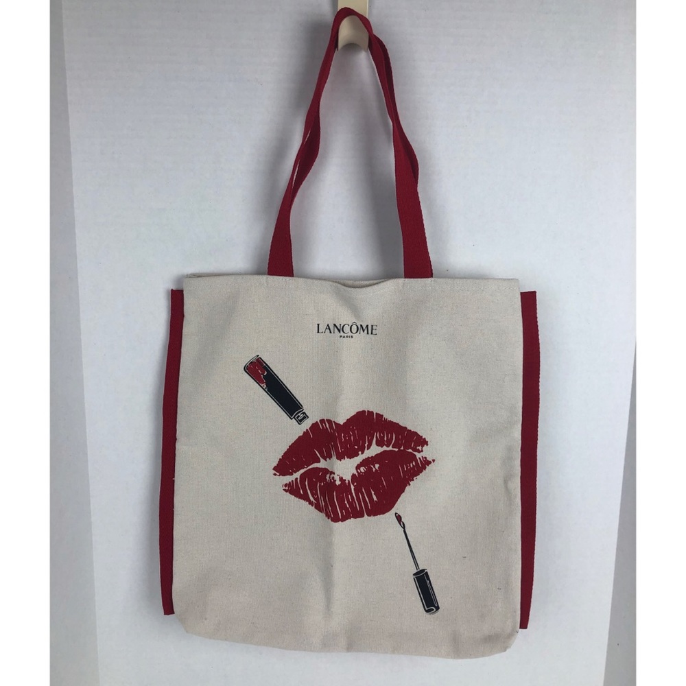 Lancome Canvas Tote Lipstick Kiss Red Strap 💜HP💜
